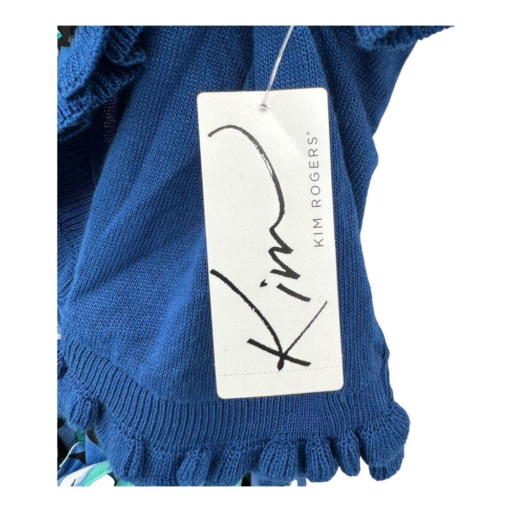 Kim Rogers Dress with Shrug Size XL Midi Blue Floral Midi Career Cotton Stretch - Picture 10 of 10